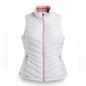 Sunice Reversible versatile Padded Puffer Vest White & Rainbow Colorful Chevron